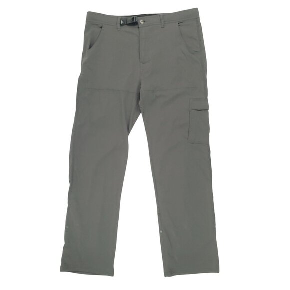 Prana Breathe Pants Men's 38x32 Gray Nylon Cargo Pocket Roll Up Hiking Camp EUC - Picture 1 of 12